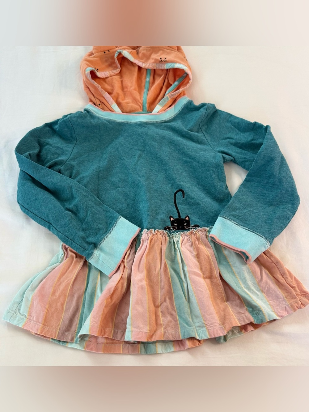 Matilda Jane Jacqueline Tern Kitty Cat Hoodie Shirt Turquoise Size 6